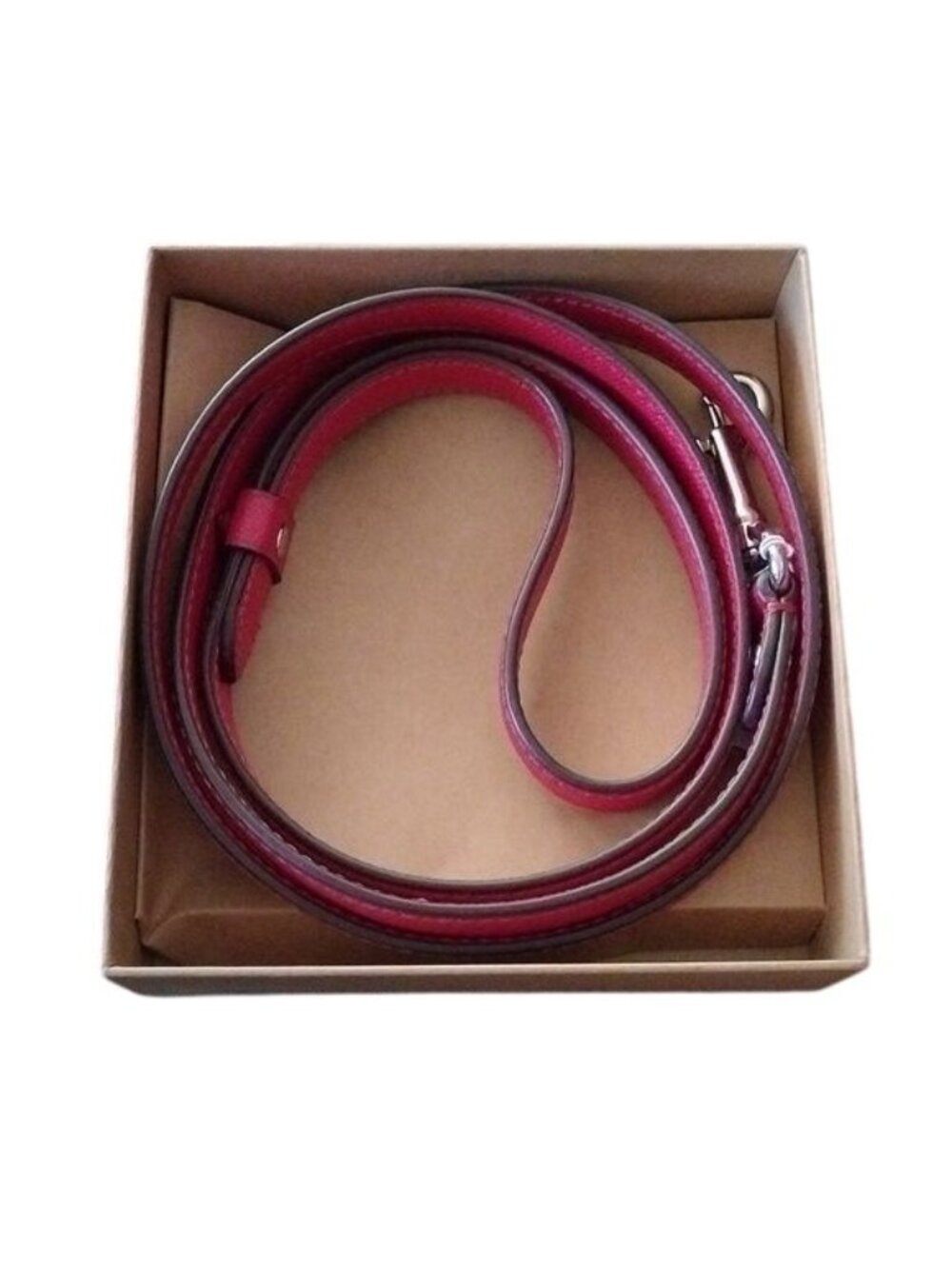 Coach F26178 Small Leather Dog Pet Leash, SV/Red - Picture 4 of 6
